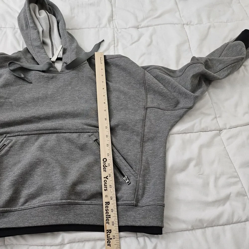 Athleta Sweater Womens Medium Gray Recover Hoodie Pullover Drawstring 599655 - Picture 9 of 10